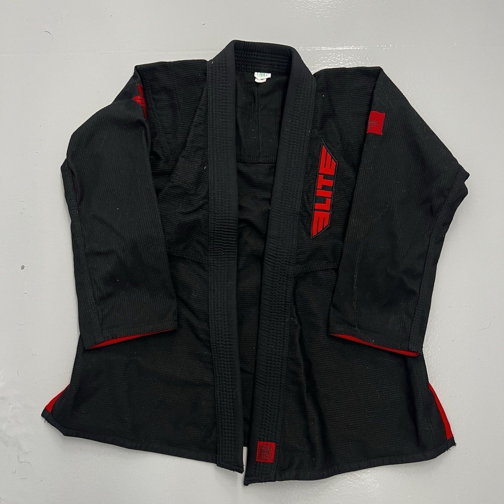 Elite Sports Kids BJJ Gi Jacket Black Red Size C2 Brazilian Jiu Jitsu Kimono